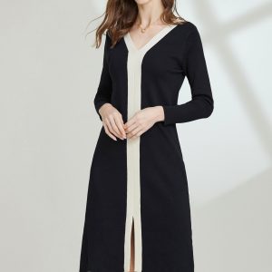 Stripe Slit Midi Dress