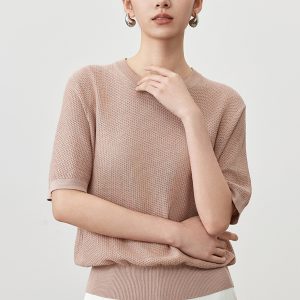 Waffle Texture Crew Neck Top