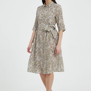 Floral Silk Tie-Waist Dress