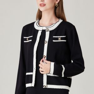 Stretch Pearl-Button Sweater