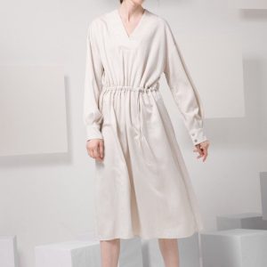 Drawstring V-Neck Dress