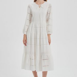 Embroidery Puff Sleeve Dress