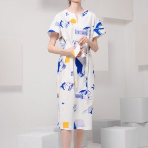 Hand-Drawn Print Dress