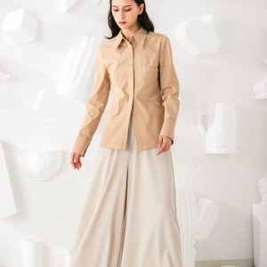 Contrast-Stitch Elegant Pants