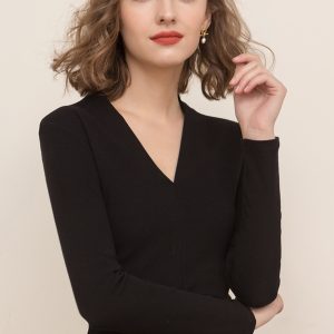 Classic V-Neck Long-Sleeve Top