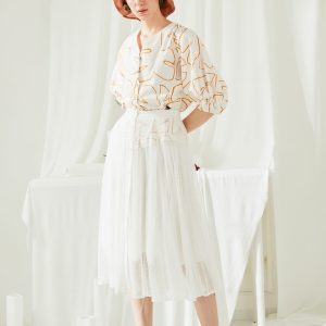 Exclusive Hand-Drawn Print Blouse