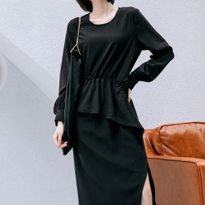 Asymmetrical Peplum Dress