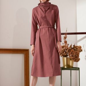 Asymmetric High-Collar Dress