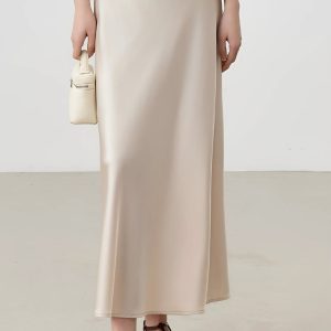 Luxury Silk Midi Skirt with Stretch Waist