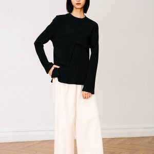 Asymmetrical Ribbed Slit Top