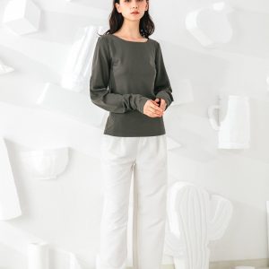 Adjustable Sleeve Boat Neck Top
