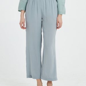 Elastic-Waist Silk Wide Leg Pants