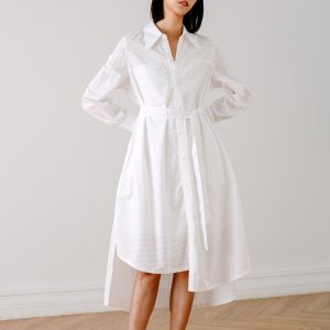 Eyelet Trim Shirt Dress