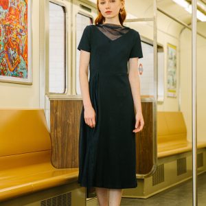 V-Neck Tulle Flare Dress