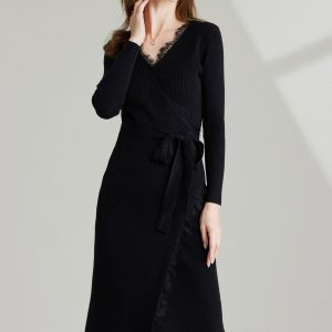 Self-Tie Lace Midi Dress