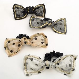 Polka Dot Gold Accent Scrunchie