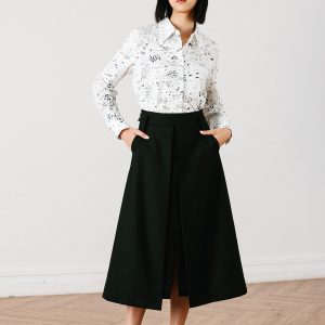 Modern Elegance Midi Skirt with Front Slit