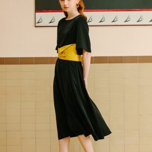 Obi-Belted Midi Dress