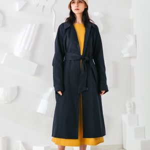 Modern Relaxed Fit Coat with Unique Cuff Belt